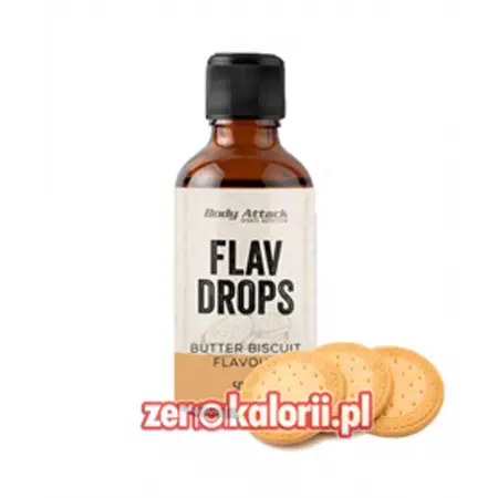 Aromat Flav Drops Herbatniki 50ml, Body Attack Bez Cukru i Tłuszczu
