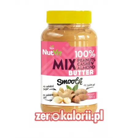 Masło Orzechowe Butter MIX 500g NutVit 100 % 3 Rodzaje Orzechów